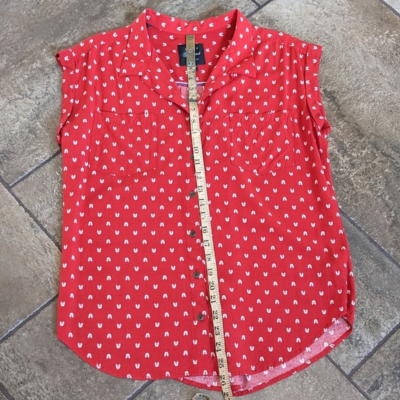 Jachs New York Red Girlfriend  Button Up Cap Sleeve Top Size M - Picture 6 of 11